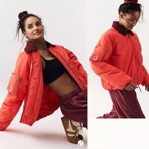 NWT New Free People Outpost Bomber Cherry Tomato Combo Jacket Size M